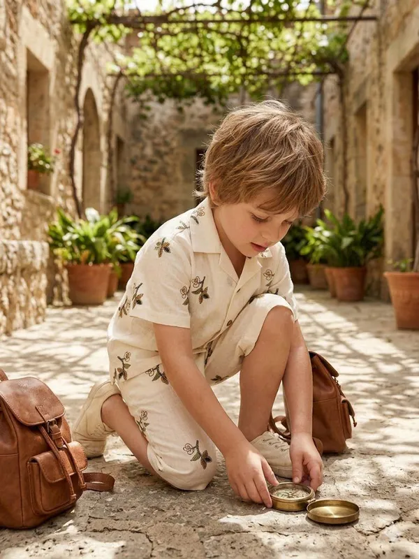 White_Cotton_Premium_Shirt_And_Shorts_Set_For_Boy