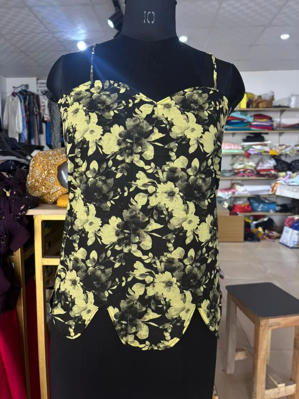 Yellow__And_Black_Cotton_Premium_Top_For_Women