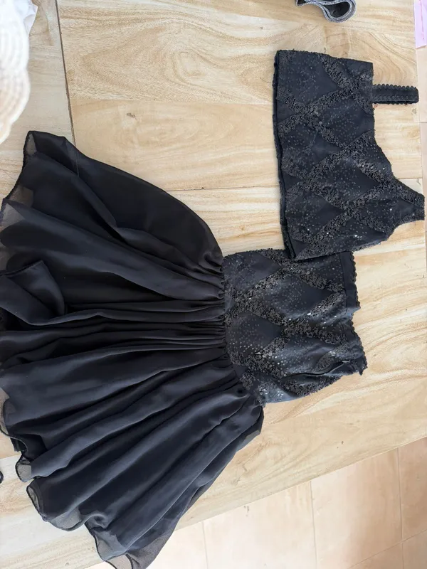 Black_Georgette_Premium_Fit_And_Flare_Dress_For_Girl