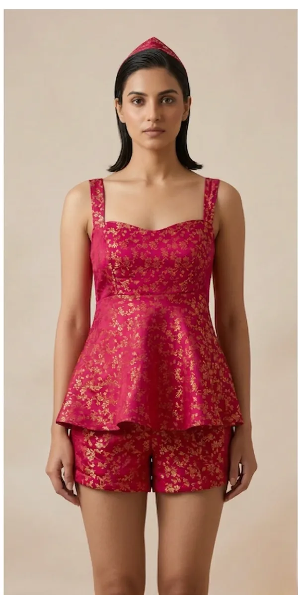 Red_Brocade_Premium_Peplum_Top_For_Women