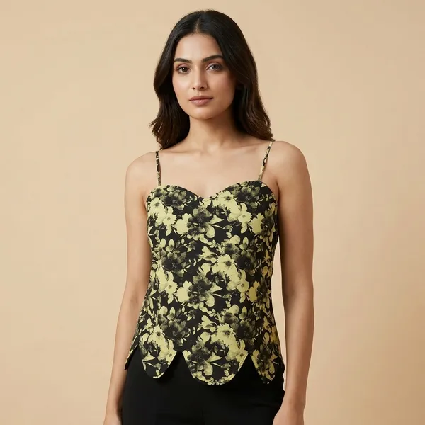 Yellow__And_Black_Cotton_Premium_Top_For_Women