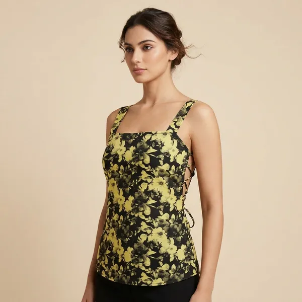 Yellow__And_Black_Cotton_Premium_Sleeveless_Top_For_Women