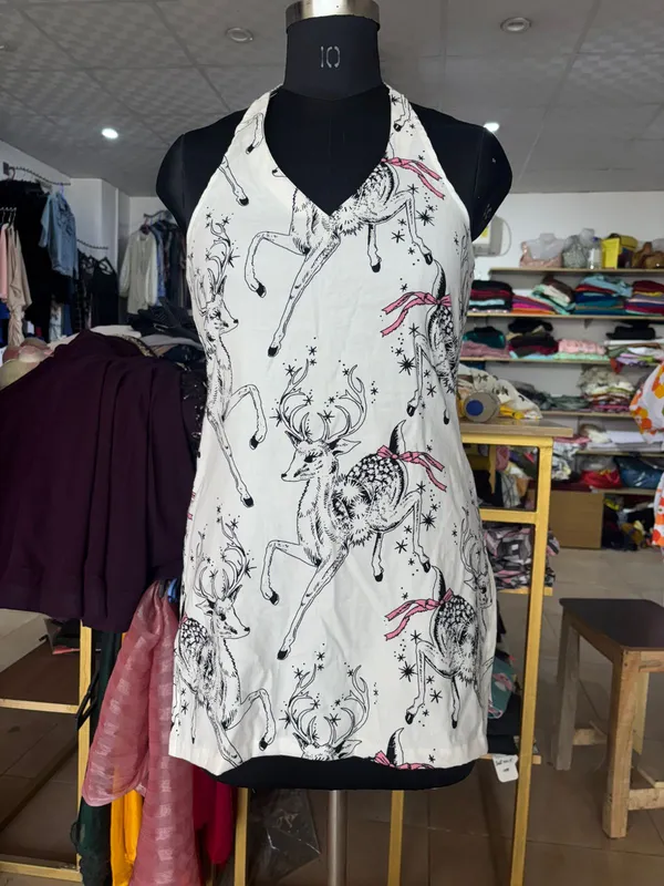 White_Cotton_Premium_Halter_Neck_Kurti_For_Women