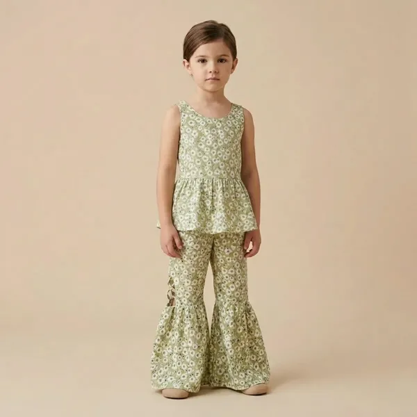 Green_Cotton_Premium_Ruffle_Sleeve_Romper_For_Girl