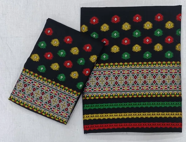 Assamese_Cotton_Mekhela_Chador_Set_Handloom_Gero_Buwa_Design_Women_Ethnic_Wear_Black