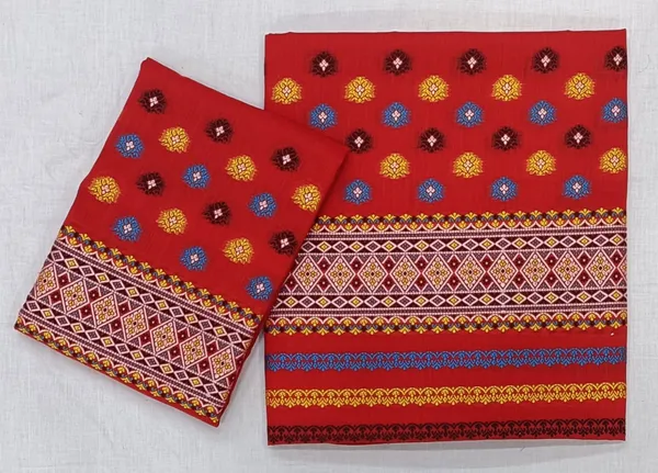 Assamese_Cotton_Mekhela_Chador_Set_Handloom_Gero_Buwa_Design_Women_Ethnic_Wear_RED