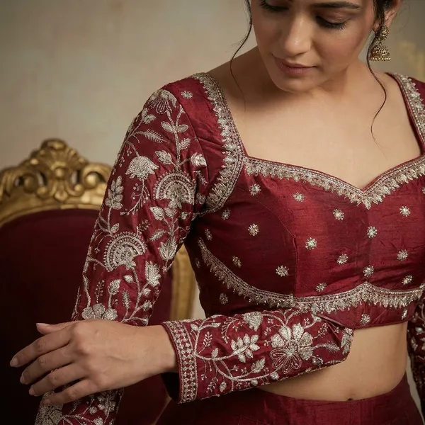 Maroon_Embroidered_Blouse_With_Full_Sleeves_And_Pearl_Detailing