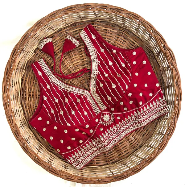 Red_Embellished_Blouse_With_Gota_Patti_Work