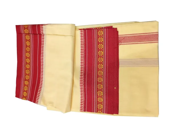 Braj_Paridhaan_Fabrics_Poly_Silk_Dhoti_Traditional_West_Bangal_Style_Indian_Dhoti_4.5_Meter_For_Men_Ethnic_Wear_For_Pooja_Wedding_Festival_Cream_Beige