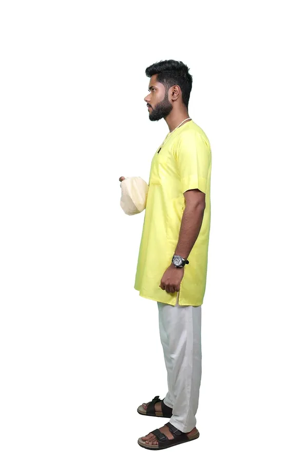 Men_Bhagalpuri_Devotee_Kurta_Lemon