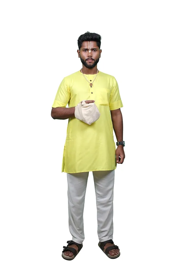 Men_Bhagalpuri_Devotee_Kurta_Lemon