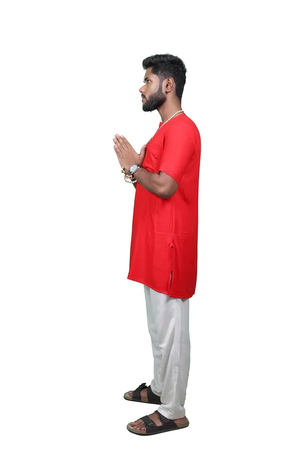 Men_Bhagalpuri_Devotee_Kurta_Bhagalpuri_Rayan_Blend_Red