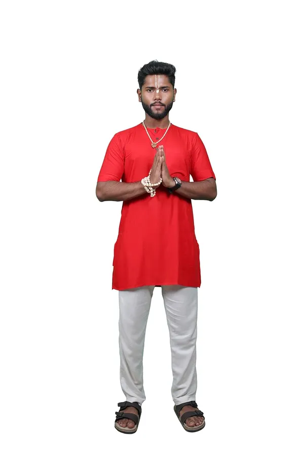 Men_Bhagalpuri_Devotee_Kurta_Bhagalpuri_Rayan_Blend_Red