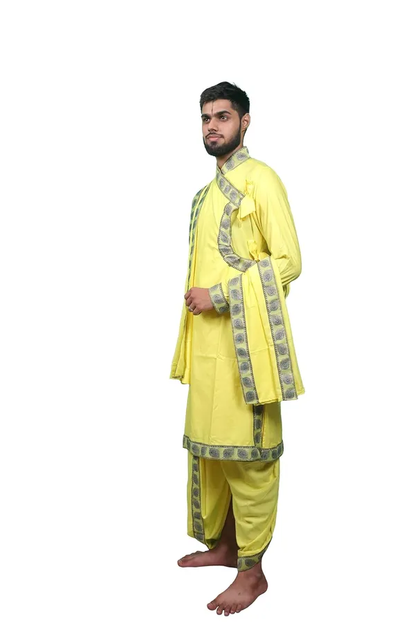 Traditionals_Pure_Cotton_Bagalbandhi_With_Matching_Readymade_Dhoti_And_Dupatta_Set_Mor_Pankh_Borders