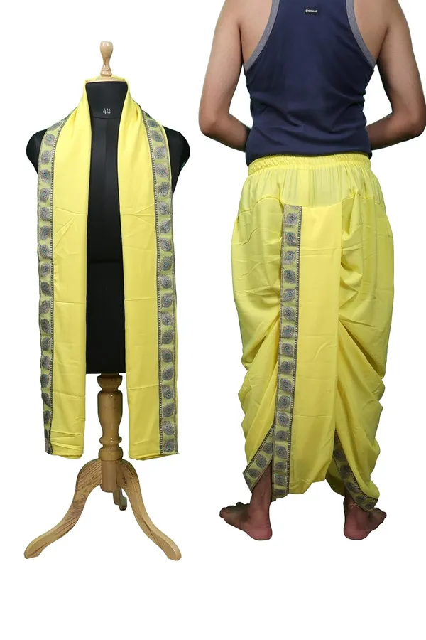 Traditionals_Pure_Cotton_Bagalbandhi_With_Matching_Readymade_Dhoti_And_Dupatta_Set_Mor_Pankh_Borders