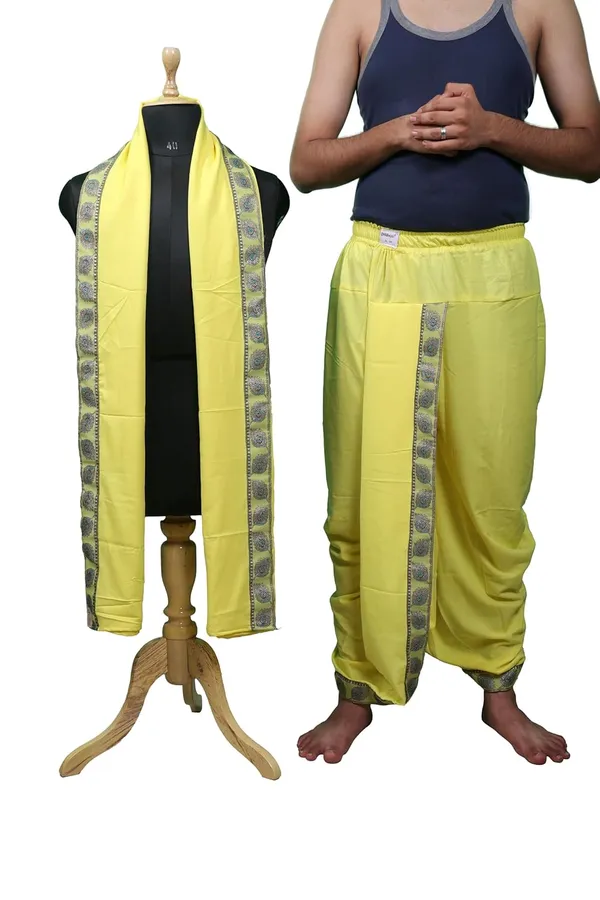 Traditionals_Pure_Cotton_Bagalbandhi_With_Matching_Readymade_Dhoti_And_Dupatta_Set_Mor_Pankh_Borders