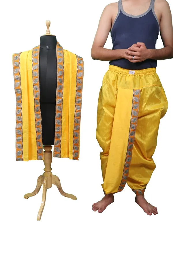 Traditionals_Dupian_Silk_Bagalbandhi_With_Readymade_Dhoti_And_Dupatta_Set_Adorned_With_Beautiful_Peacock_Feather_Borders_Mango