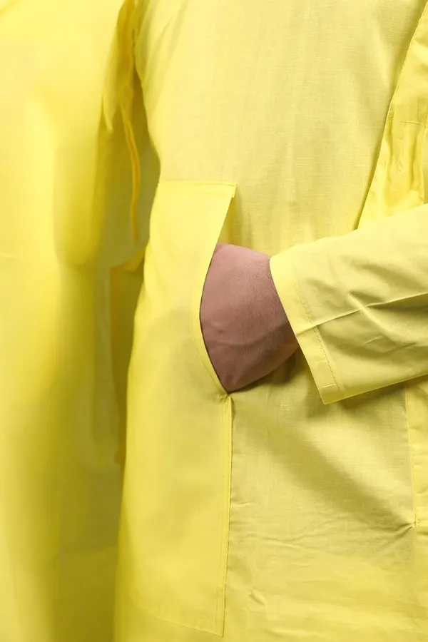 Classic_Pure_Cotton_Bagalbandhi_Men_Kurta_Lemon