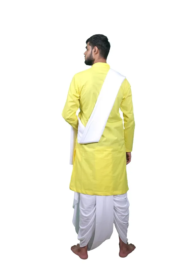 Classic_Pure_Cotton_Bagalbandhi_Men_Kurta_Lemon