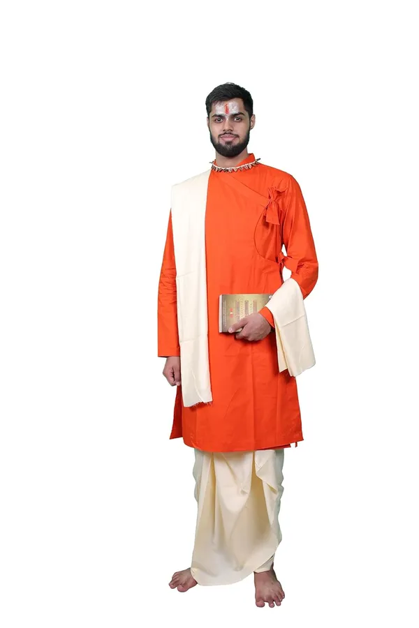 Classic_Cotton_Bagalbandhi_Men_Kurta_Orange