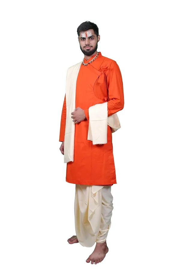 Classic_Cotton_Bagalbandhi_Men_Kurta_Orange