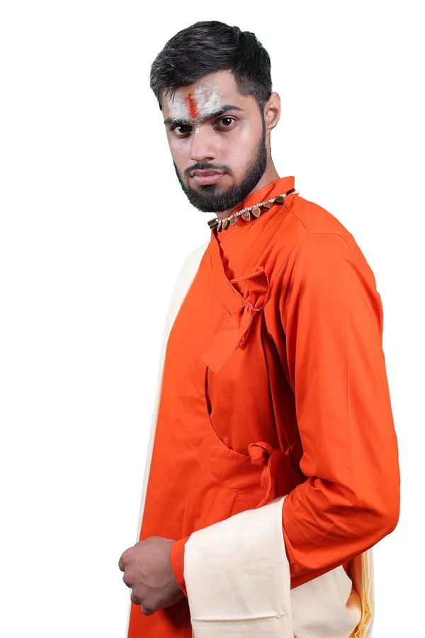 Classic_Cotton_Bagalbandhi_Men_Kurta_Orange