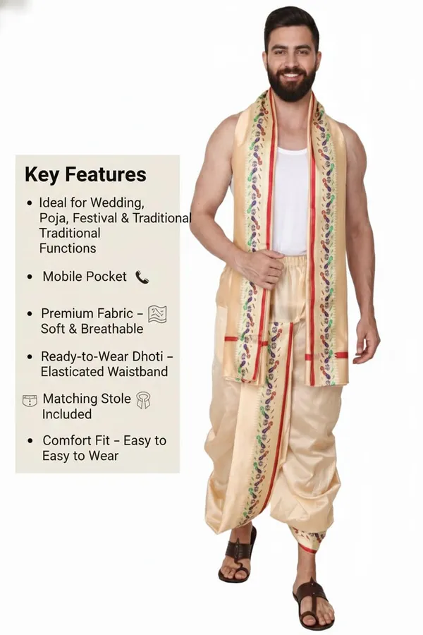 Men_Readymade_Dhoti_For_Pooja_Stitched_Adjustable_Waist_Dhoti_Pant_Elastic_Ready_To_Wear_Art_Silk_Dhoti_Traditional_Wedding_Temple_Wear_For_Men