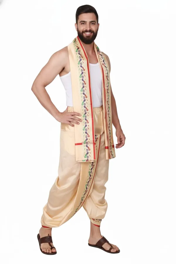 Men_Readymade_Dhoti_For_Pooja_Stitched_Adjustable_Waist_Dhoti_Pant_Elastic_Ready_To_Wear_Art_Silk_Dhoti_Traditional_Wedding_Temple_Wear_For_Men