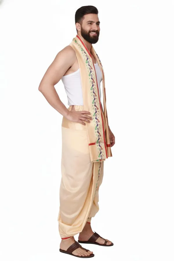 Men_Readymade_Dhoti_For_Pooja_Stitched_Adjustable_Waist_Dhoti_Pant_Elastic_Ready_To_Wear_Art_Silk_Dhoti_Traditional_Wedding_Temple_Wear_For_Men