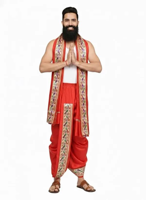 Men_Readymade_Dhoti_For_Pooja_Stitched_Adjustable_Waist_Dhoti_Pant_Elastic_Ready_To_Wear_Art_Silk_Dhoti_Traditional_Wedding_Temple_Wear_For_Men