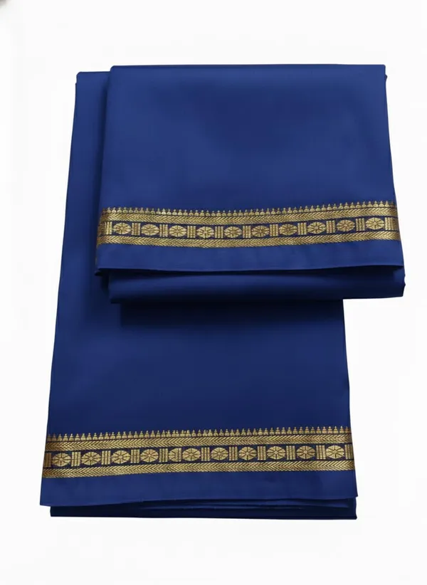 Men_Art_Silk_Unstitched_Rudraksh_Border_Dhoti_With_Angavastram_4.25_Meter_And_2.25_Meter_Traditional_South_And_North_Indian_White_Silk_Dhoti_Set_For_Wedding_Pooja_Temple_Wear