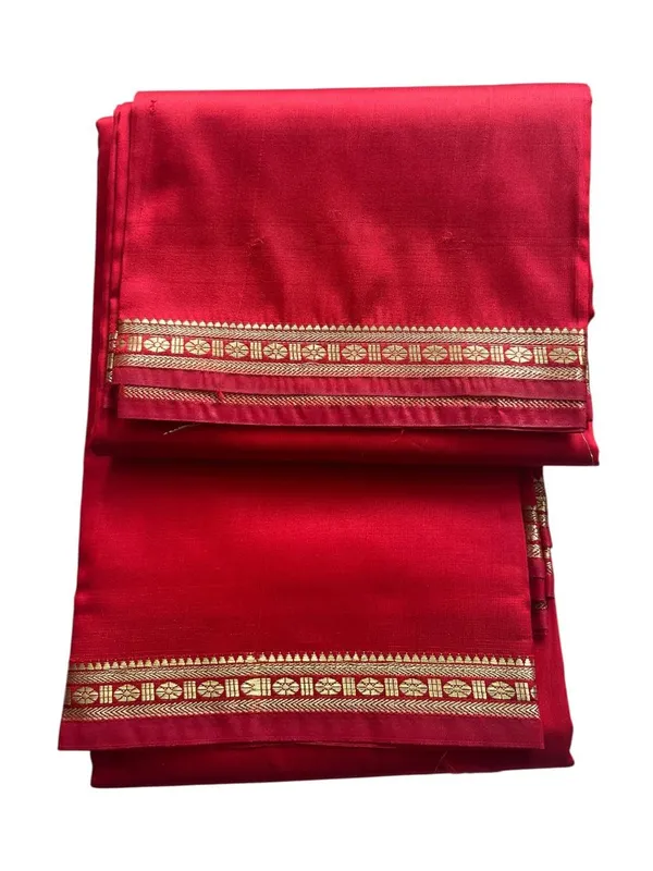 Men_Art_Silk_Unstitched_Dhoti_With_Angavastram_4.25_Meter_And_2.25_Meter_Traditional_South_Indian_White_Silk_Dhoti_Set_For_Wedding_Pooja_Temple_Wear