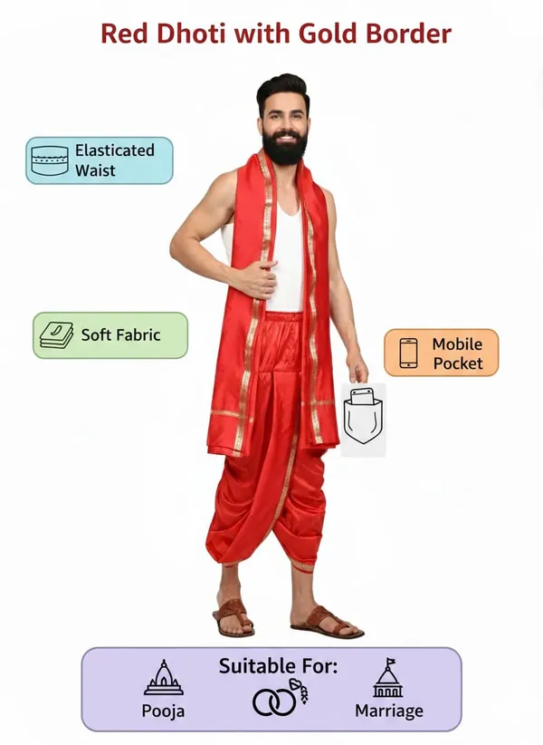 Mens_Art_Silk_Rudraskh_Border_Ready_To_Wear_Dhoti_With_Angavastram_Stitched_Dhoti_With_Elastic_Waist_Vrindavan_Dhoti_For_Puja_Festival_Wedding.