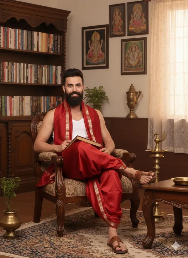Mens_Art_Silk_Rudraskh_Border_Ready_To_Wear_Dhoti_With_Angavastram_Stitched_Dhoti_With_Elastic_Waist_Vrindavan_Dhoti_For_Puja_Festival_Wedding.
