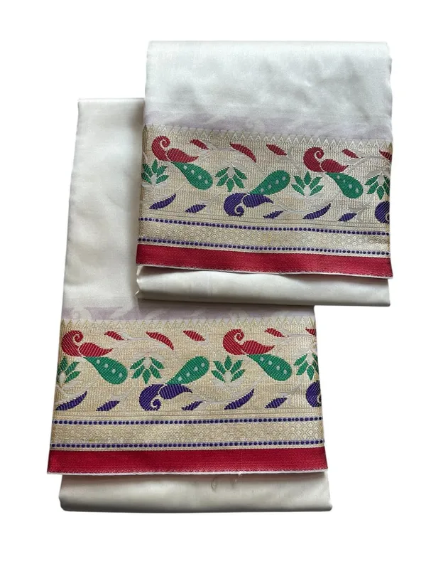 Men_Unstitched_Art_Silk_Dhoti_Set_With_Angavastram_Traditional_Indian_Pattu_Pancha_For_Wedding_Temple_Festival_Wear_Vrindavan_Dhoti_Set