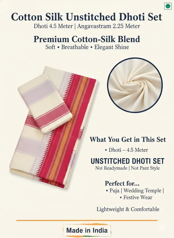 Men_Poly_Silk_Unstitched_Dhoti_Set_4.5_Meter_Dhoti_For_Traditional_Puja_Temple_Wear