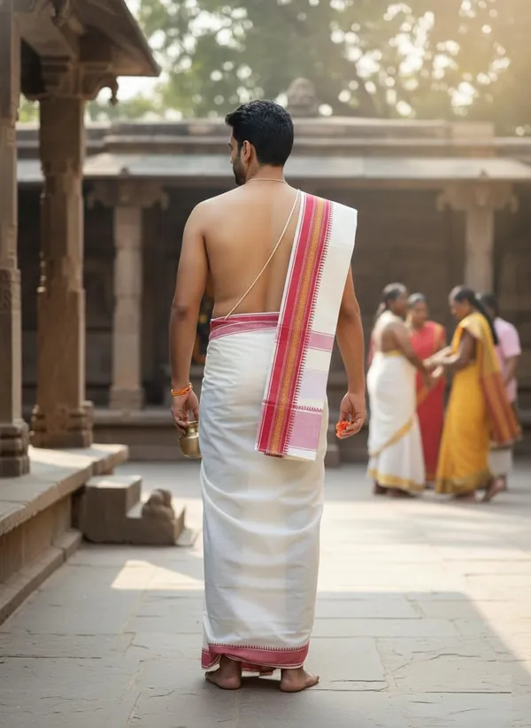 Men_Poly_Silk_Unstitched_Dhoti_Set_4.5_Meter_Dhoti_For_Traditional_Puja_Temple_Wear