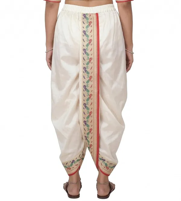 Women_Dhoti_Pant_Art_Silk_Ladies_Ethnic_Dhoti_Pants_With_Paithani_Ready_To_Wear_Dhoti_Salwar_For_Women_Adjustable_Waist,_Traditional_Festival_Temple_Wear_Dhoti_Pants