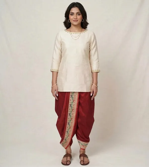 Women_Dhoti_Pant_Art_Silk_Ladies_Ethnic_Dhoti_Pants_With_Paithani_Ready_To_Wear_Dhoti_Salwar_For_Women_Adjustable_Waist_Traditional_Festival_Temple_Wear_Dhoti