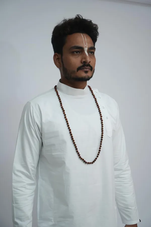 Men_White_Cotton_Kurta_Breathable_Fabric_Regular_Fit_Kurta_Traditional_Ethnic_Wear_For_Daily_Use_Puja_Temple_Festive_Occasions