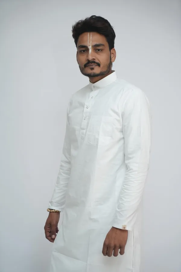 Men_White_Cotton_Kurta_Breathable_Fabric_Regular_Fit_Kurta_Traditional_Ethnic_Wear_For_Daily_Use_Puja_Temple_Festive_Occasions