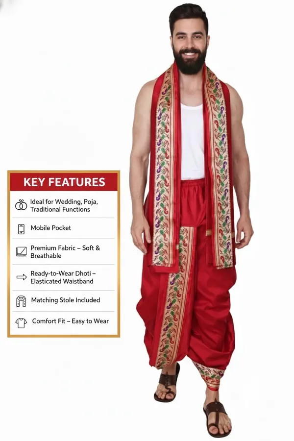 Readymade_Dhoti_For_Men_Silk_Dhoti_Ready_To_Wear_|_South_Indian_Traditional_Dhoti_Set_|_Mens_Ethnic_Wedding_Puja_Festival_Wear_With_Angavastram