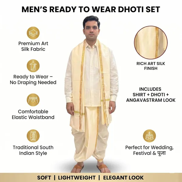 Men_Rudrakhash_Border_Silk_Dhoti_With_Dupatta_Set_To_Wear_Traditional_Wedding_Festival_Ethnic_Outfit_Tamil_Kerala_Style_Mens_Wear