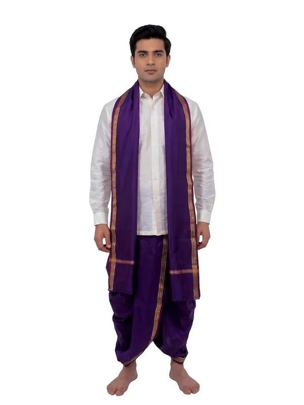 Readymade_Dhoti_For_Men_Silk_Veshti_Ready_To_Wear_|_South_Indian_Traditional_Dhoti_Set_|_Mens_Ethnic_Wedding_Puja_Festival_Wear_With_Angavastram