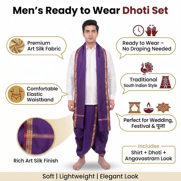 Readymade_Dhoti_For_Men_Silk_Veshti_Ready_To_Wear_|_South_Indian_Traditional_Dhoti_Set_|_Mens_Ethnic_Wedding_Puja_Festival_Wear_With_Angavastram