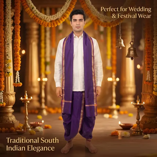 Readymade_Dhoti_For_Men_Silk_Veshti_Ready_To_Wear_|_South_Indian_Traditional_Dhoti_Set_|_Mens_Ethnic_Wedding_Puja_Festival_Wear_With_Angavastram