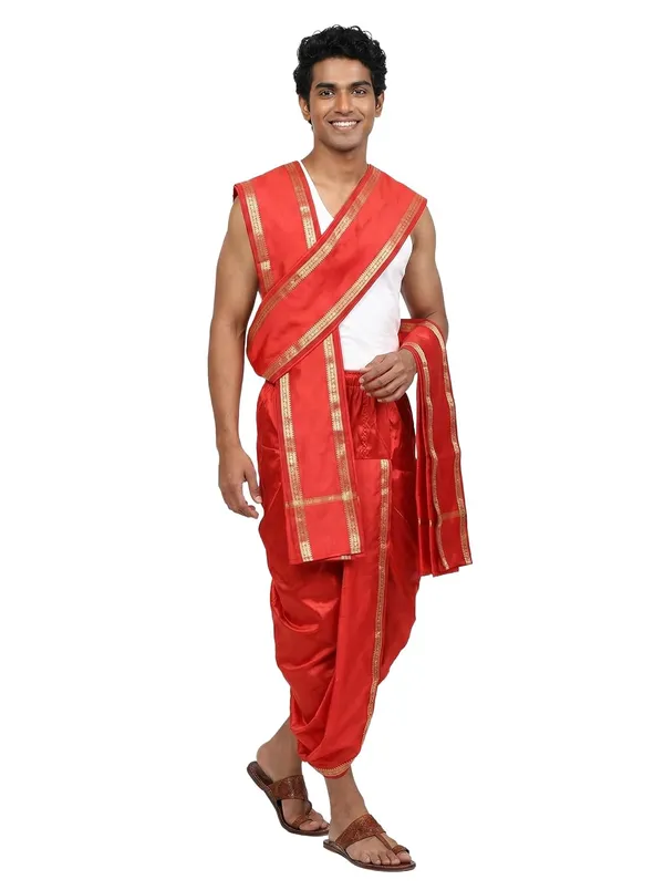 Men_Rudrakhash_Border_Silk_Dhoti_With_Dupatta_Set_To_Wear_Traditional_Wedding_Festival_Ethnic_Outfit_Tamil_Kerala_Style_Mens_Wear