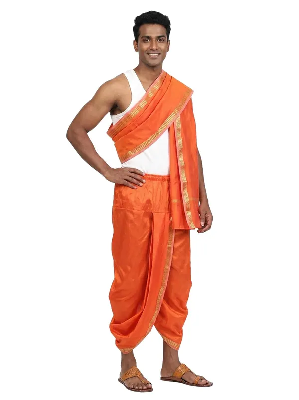 Men_Readymade_Dhoti_With_Angavastram_Set_Art_Silk_Ready_To_Wear_Dhoti_With_Elastic_South_Indian_And_North_Indian_Dhoti_Set_For_Men_Ethnic_Wear_For_Wedding,_Pooja,_Festival