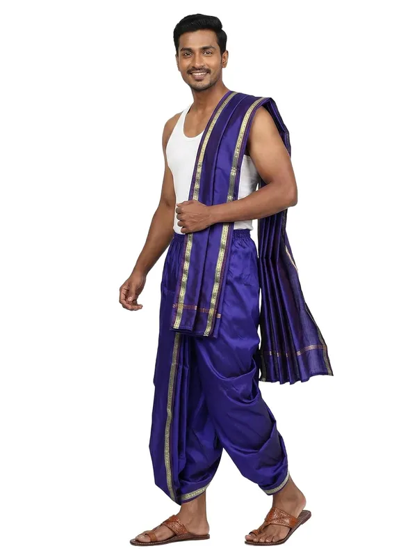 Mens_Art_Silk_Rudraskh_Border_Ready_To_Wear_Dhoti_With_Angavastram_Stitched_Dhoti_With_Elastic_Waist_Vrindavan_Dhoti_For_Puja_Festival_Wedding.