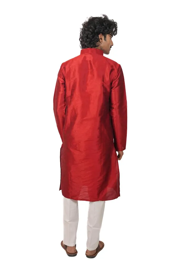 Men_Dupion_Silk_Kurta_Mandarin_Collar_Full_Sleeve_Regular_Fit_Ethnic_Wear_For_Festive_Wedding_Traditional_Occasions